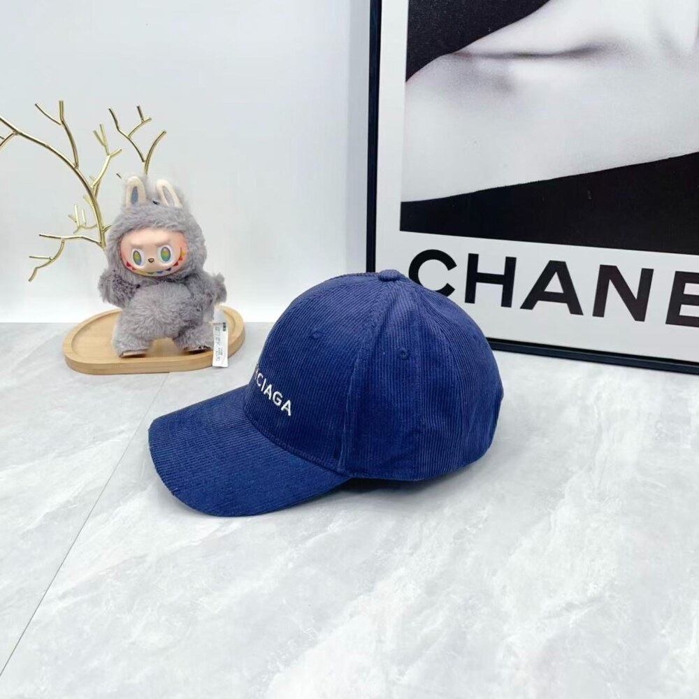Balenciaga Corduroy Logo Baseball Cap in Blue - Picture 4 of 4